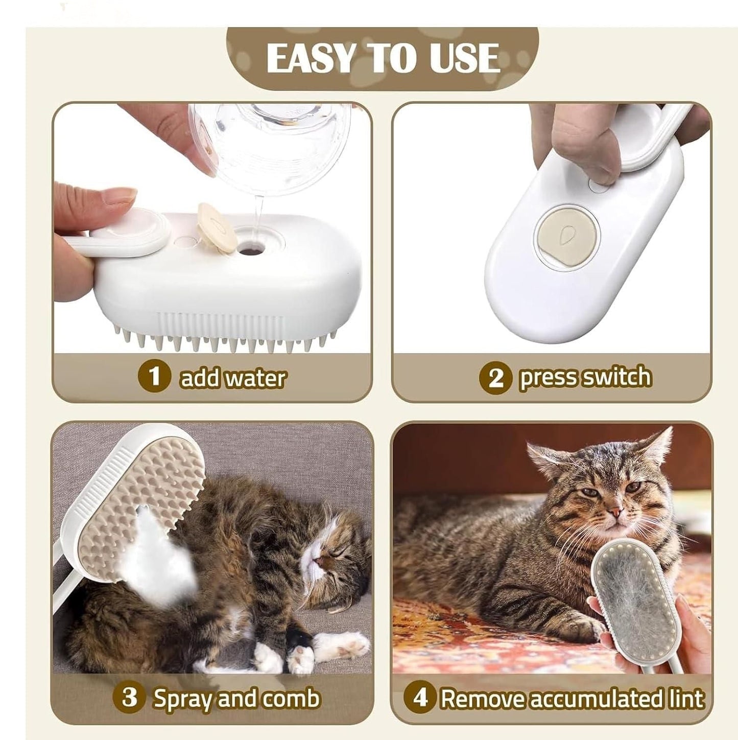 PetArcadia™ 3-in-1 Steamy Pet Brush | Grooming, Cleaning & Massage Tool