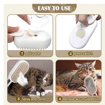 PetArcadia™ 3-in-1 Steamy Pet Brush | Grooming, Cleaning & Massage Tool