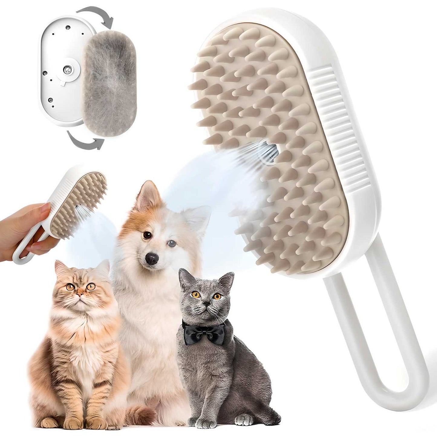 PetArcadia™ 3-in-1 Steamy Pet Brush | Grooming, Cleaning & Massage Tool