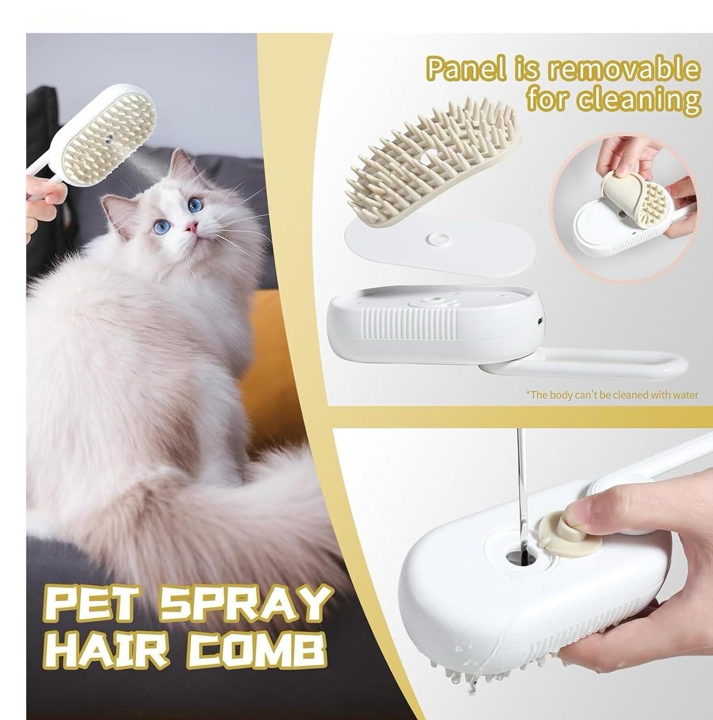 PetArcadia™ 3-in-1 Steamy Pet Brush | Grooming, Cleaning & Massage Tool