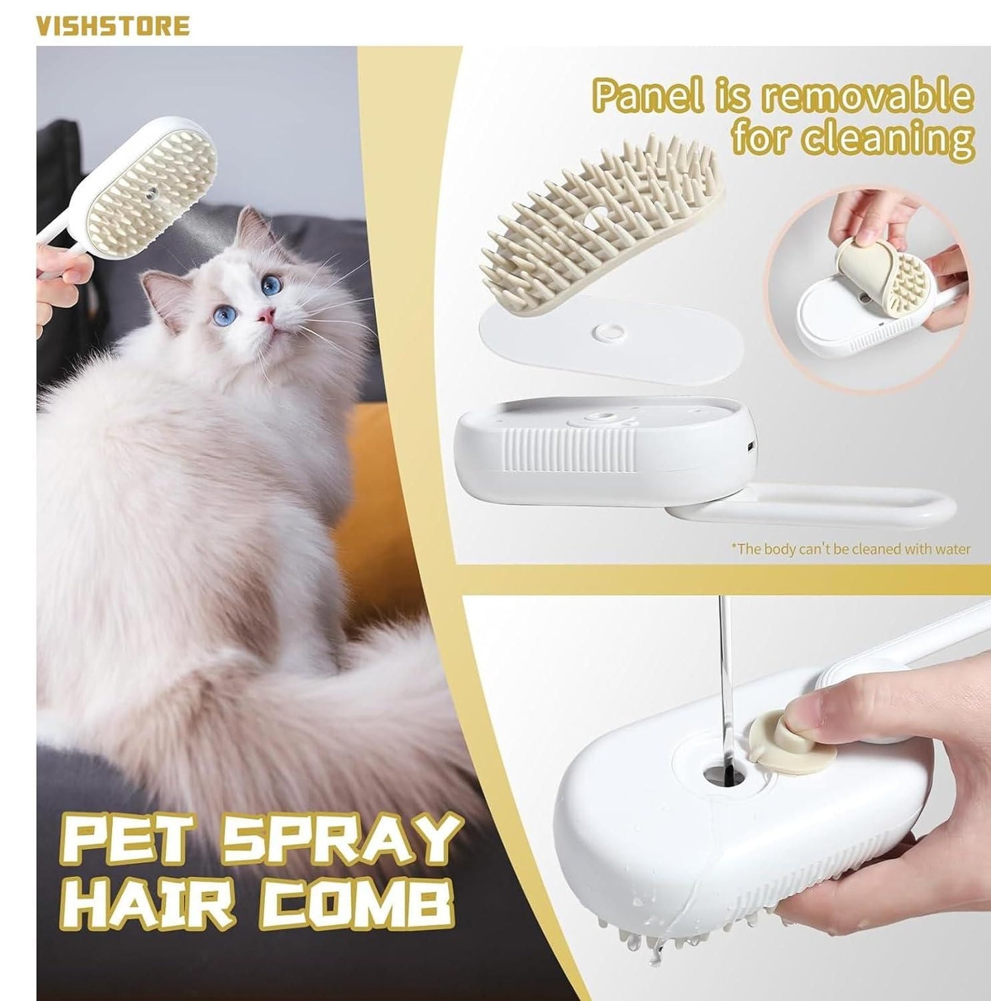 PetArcadia™ 3-in-1 Steamy Pet Brush | Grooming, Cleaning & Massage Tool