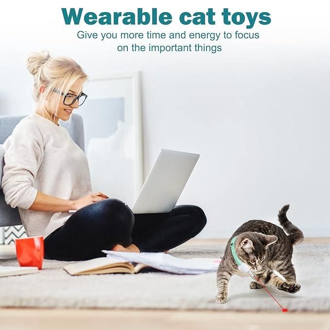 PetArcadia™ Automatic Laser Collar Toy | Rechargeable & Interactive Cat Fun
