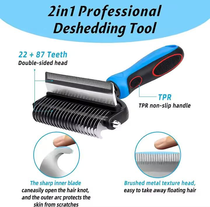 PetArcadia™ Pro 2-in-1 Deshedding Tool | Undercoat Rake & Dematting Brush