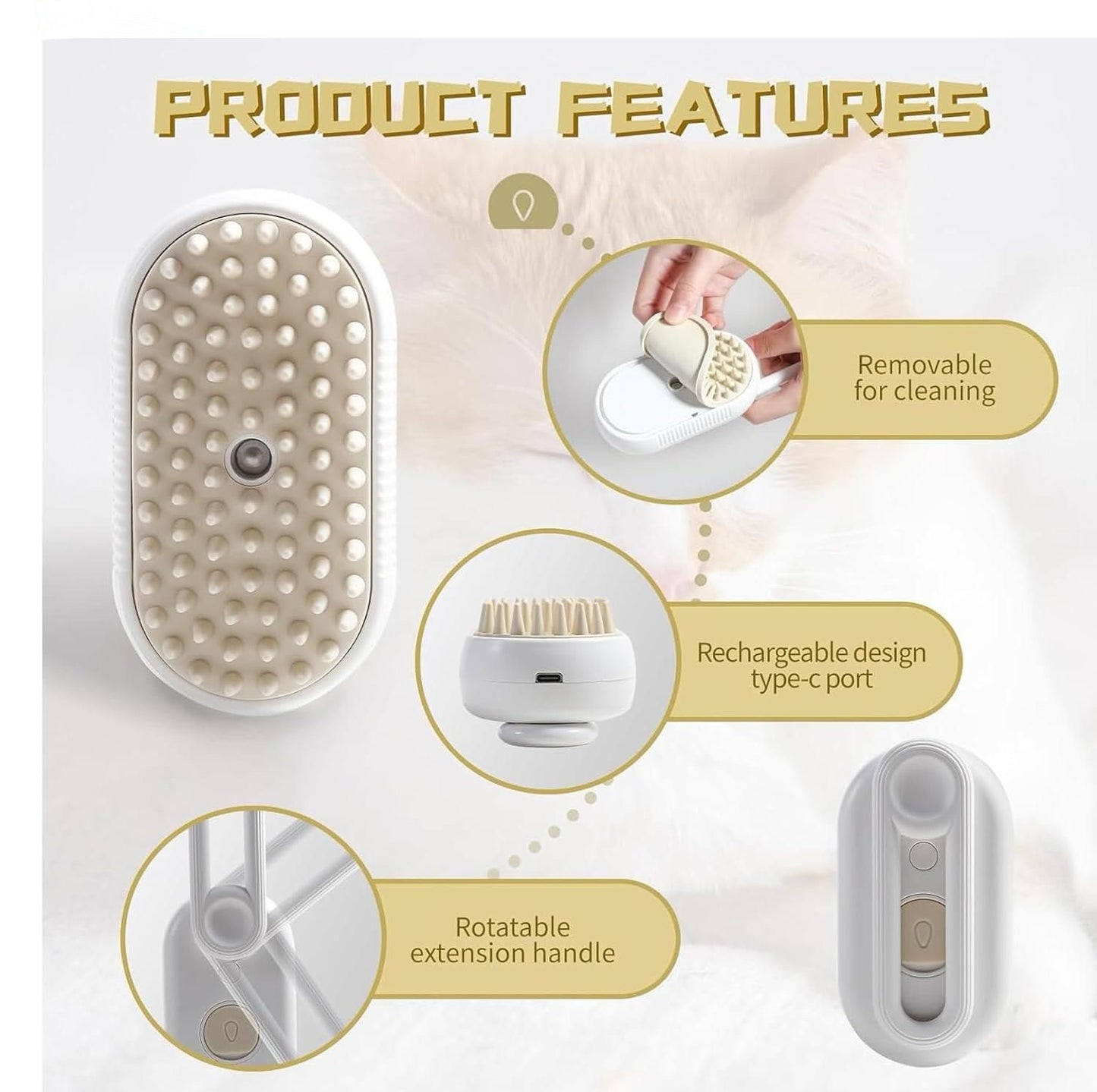 PetArcadia™ 3-in-1 Steamy Pet Brush | Grooming, Cleaning & Massage Tool