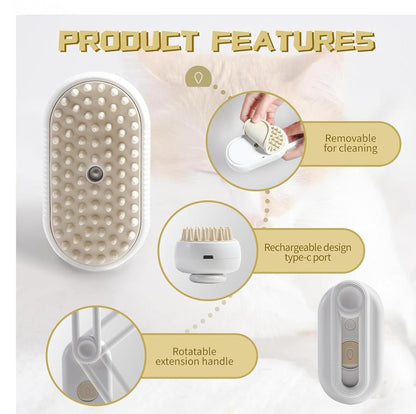 PetArcadia™ 3-in-1 Steamy Pet Brush | Grooming, Cleaning & Massage Tool